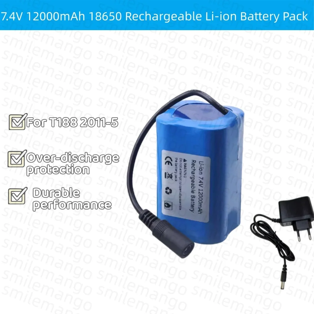 Fish Finder Charger - Bateria 7.4V 12000mAh com Carregador USB