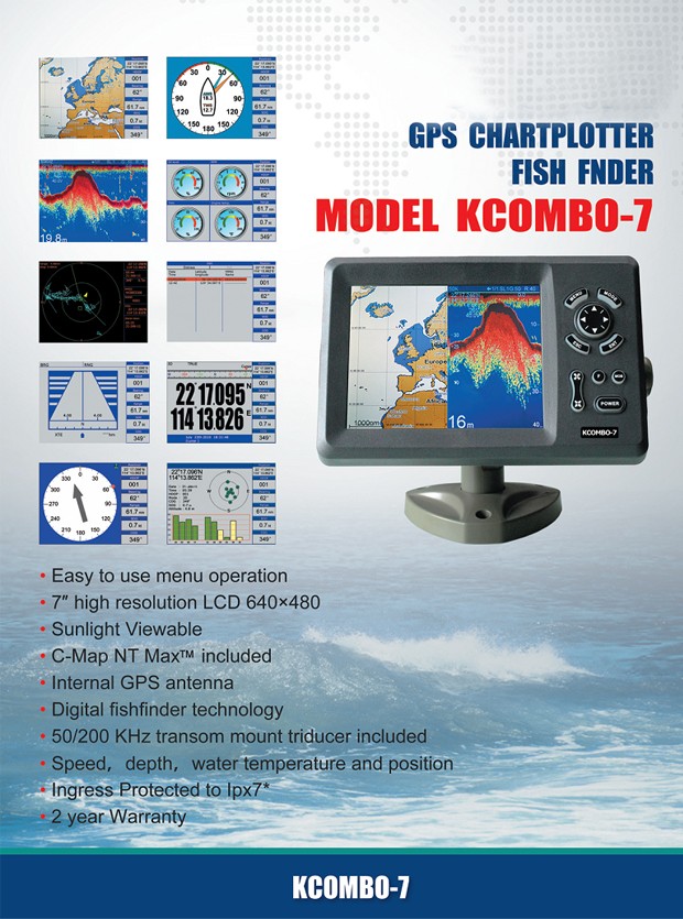 Kcombo-7 7 polegadas ONWA GPS  - Fish Finder Transducer avaliação e preço