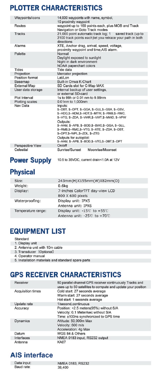 Kcombo-7 7 polegadas ONWA GPS  - Fish Finder Transducer avaliação e preço